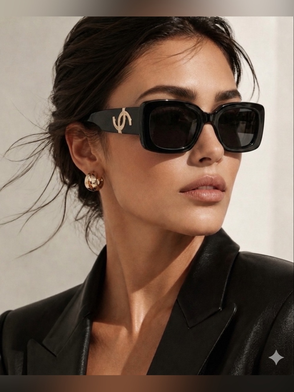 Chanel NIB Oversized Black shinny
Sunglasses CC Logo on arm
Square Frame